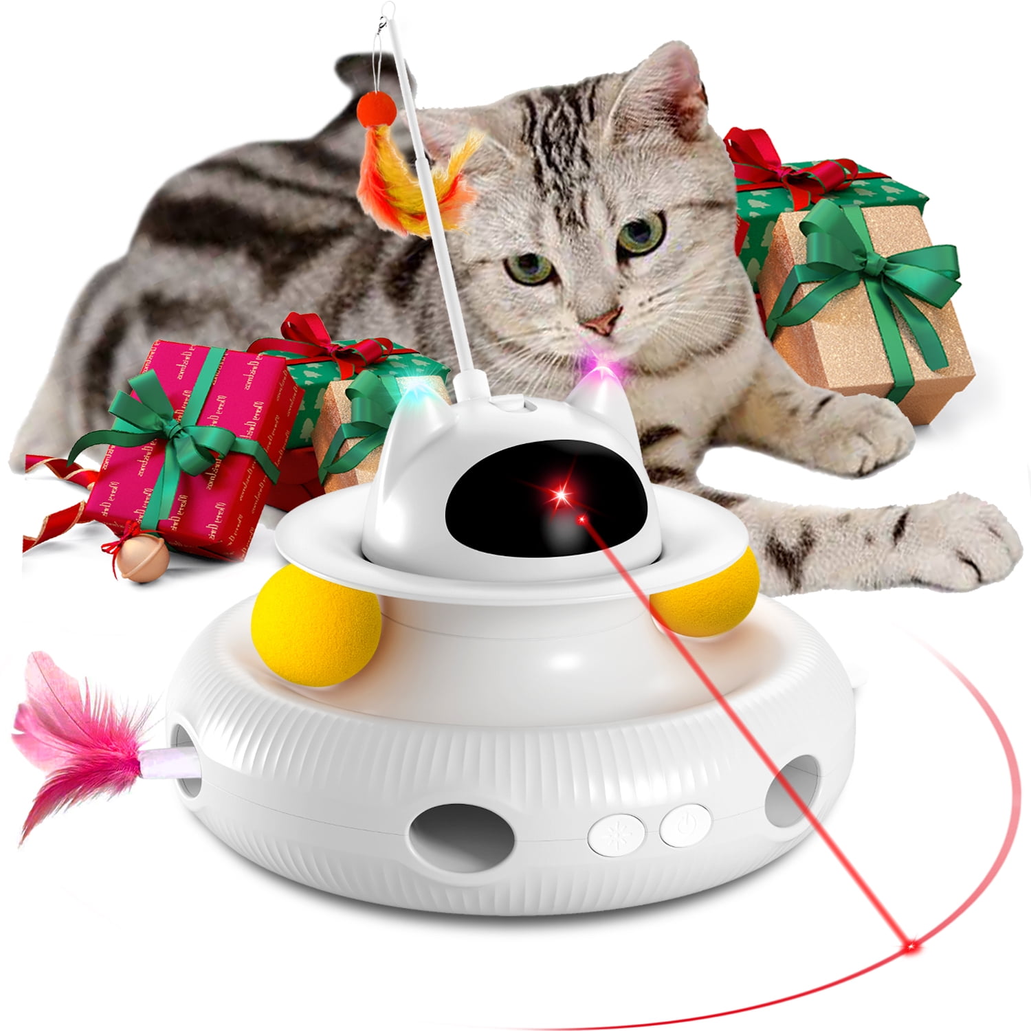 HOOPET Interactive Toys for Cats Indoor Kitten Rotating Toys Funny Exercise  Tower Boredom Turntable Teaser Plume Cat Durable Toy - AliExpress