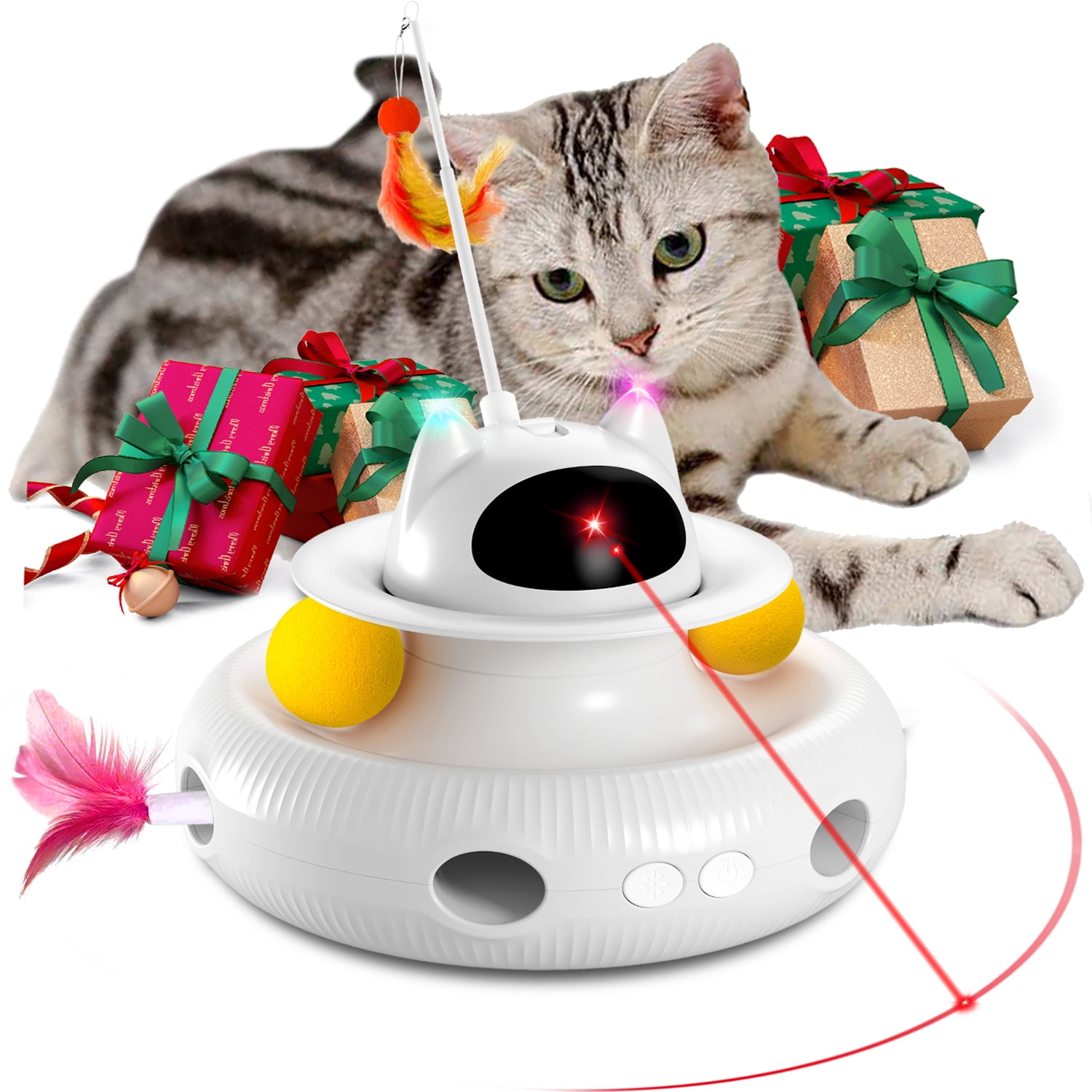 JIMUPARK Cat Toys 4in1 Laser Cat Toys Smart Interactive Electronic