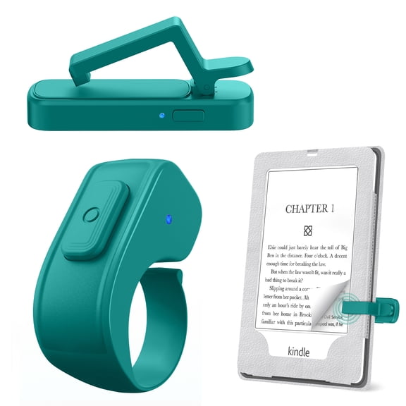 JIMZOO Page Turner Ring for Kindle,Remote Control for iPhone iPad Android Tablets E-Readers,Clicker Page Turner for Kindle Accessories for Camera Video Record&Shutter Selfie (Jade)