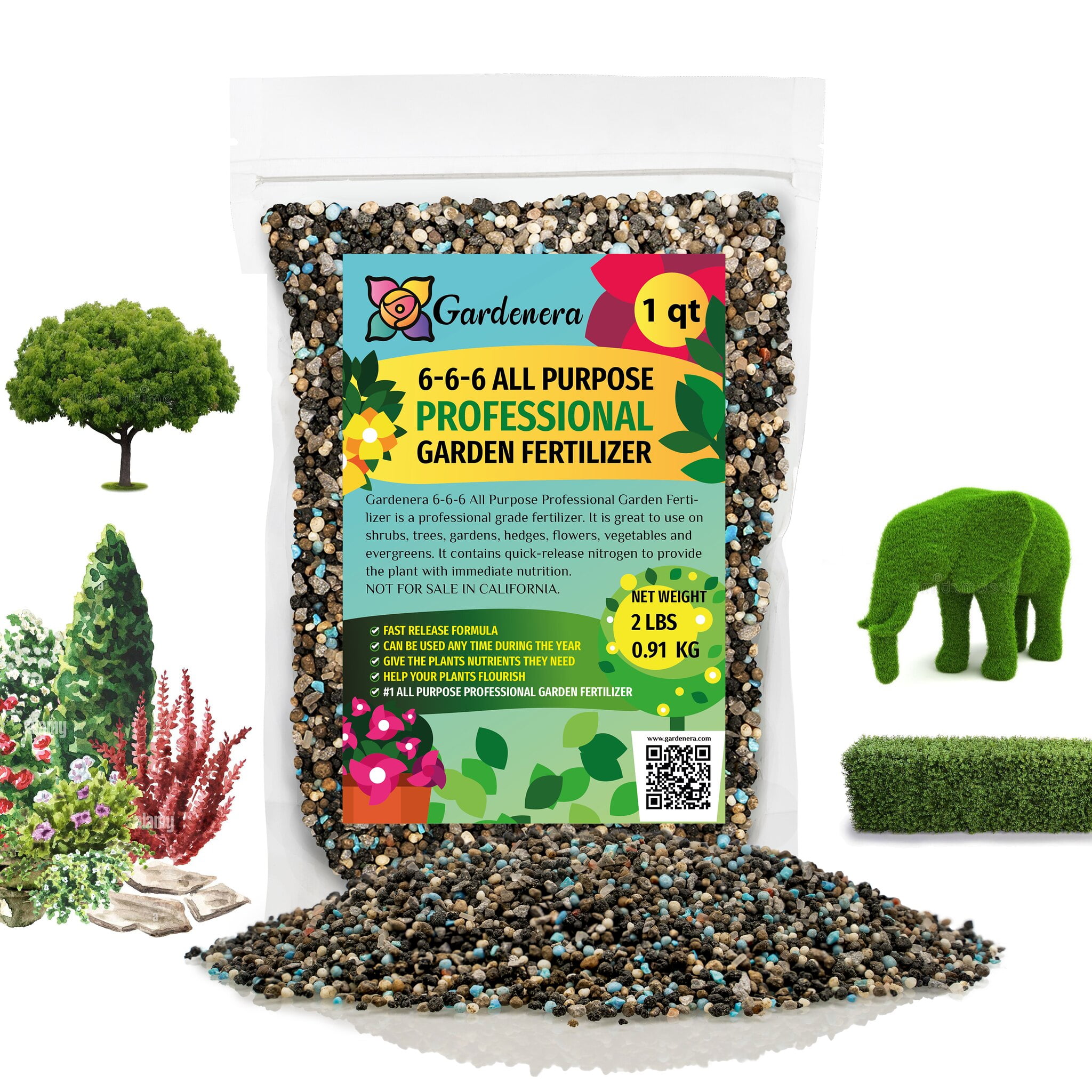 JIN LOVA 6-6-6 All Purpose Garden Fertilizer, 1 Quart with Balanced Nutrients for Plants