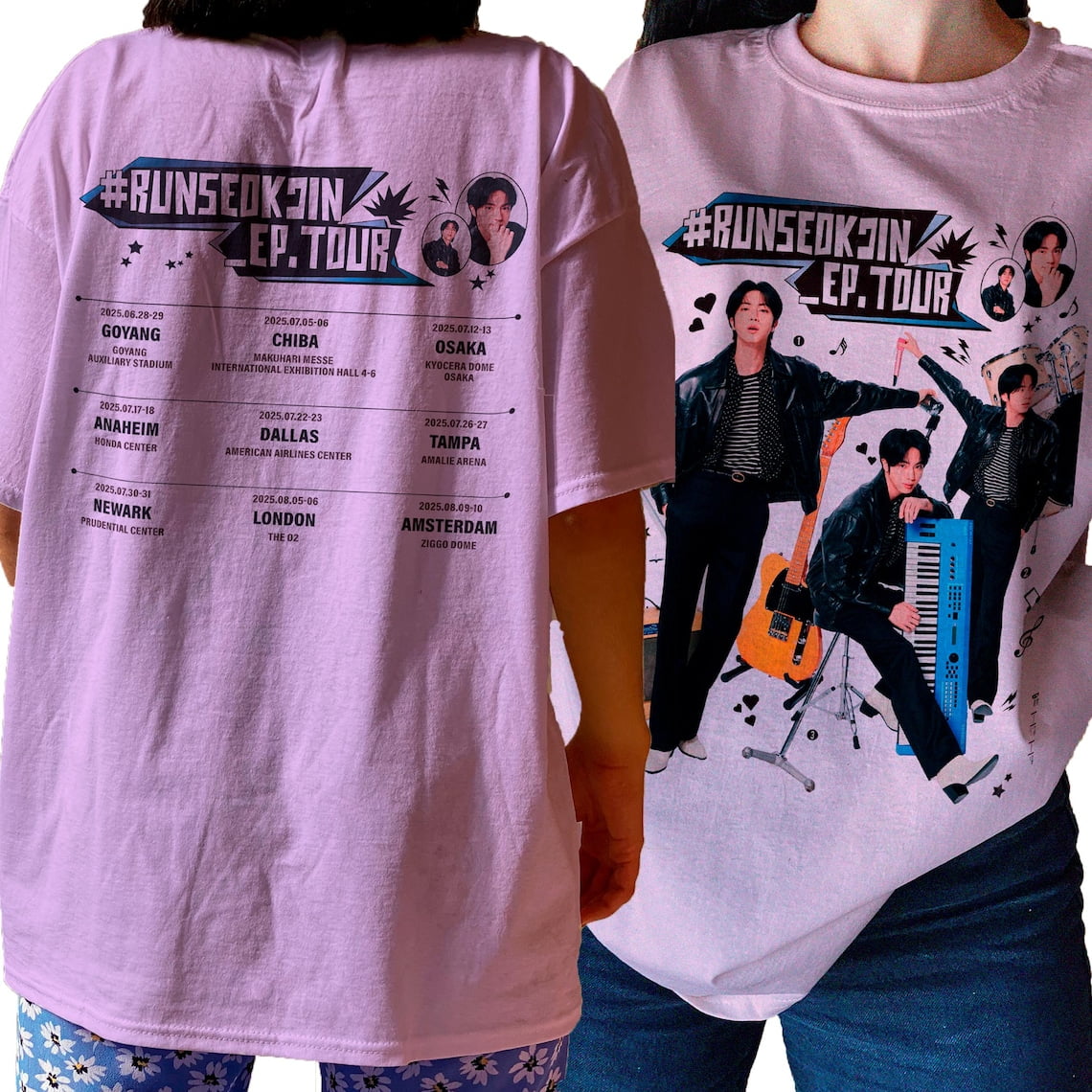 RUN SEOKJIN EP TOUR ジン US,EU限定 Tシャツ Mサイズ Retro Run Seokjin Ep Tour Shirt, Jin Tour 2025 Tshirt, Echo