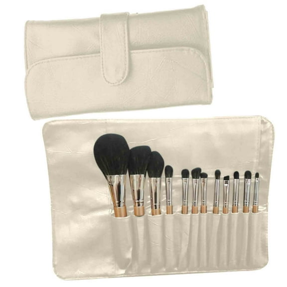 JINCBY 12-Slot Makeup Brush Roll Case Stylish Leather Brush Organizer Gift for Women