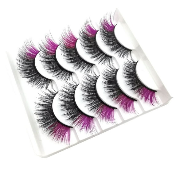 JINCBY Clearance,5 Pairs Of Color Chemical Fiber Eyelashes European And American False Eyelashes Color Eyelashes Gift for Women