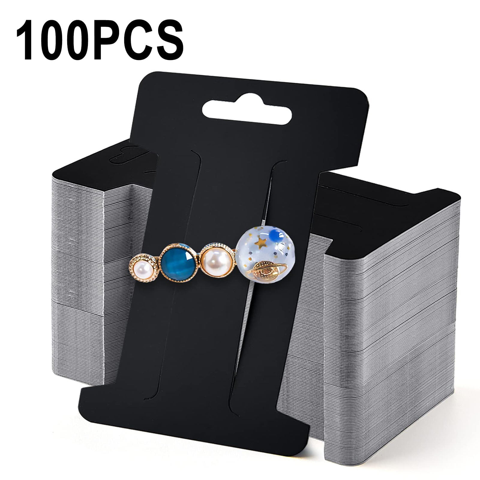 JIHUOO 100pcs Hair Clip Display Cards | Hairpin Cardboard For Hair Bow Hair Accessories Black - View #3