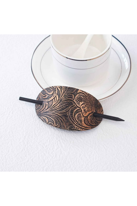 Clearance,Leather Hair Pin With Stick - Oval Faux Leather Hair Clip - Leather And Stick Hair Slide Hair Pins Ponytail Holder Hair Accessories For Women Girls Fanelod Gift for Women