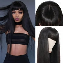 JINCBY Clearance,Long Straight Wig With Bangs Hair Black Wig For Women Synthetic Natural Wig ,Daily Wear Party And Cosplay Premium Soft Wig Gift for Women