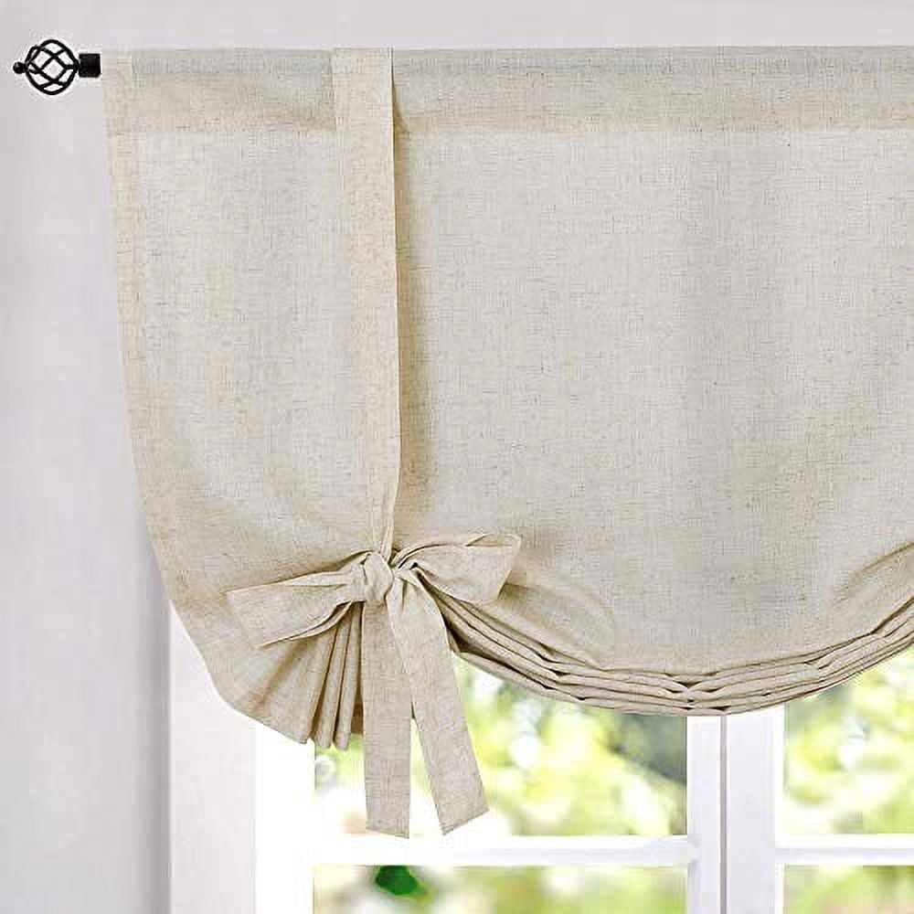 JINCHAN Linen Valances for Windows Kitchen Curtains Tie Up Valance ...