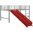 thumbnail image 1 of JINCHANCHAN Junior Twin Metal Loft Bed with Slide, Multifunctional Design, Silver with Red Slide, 1 of 8