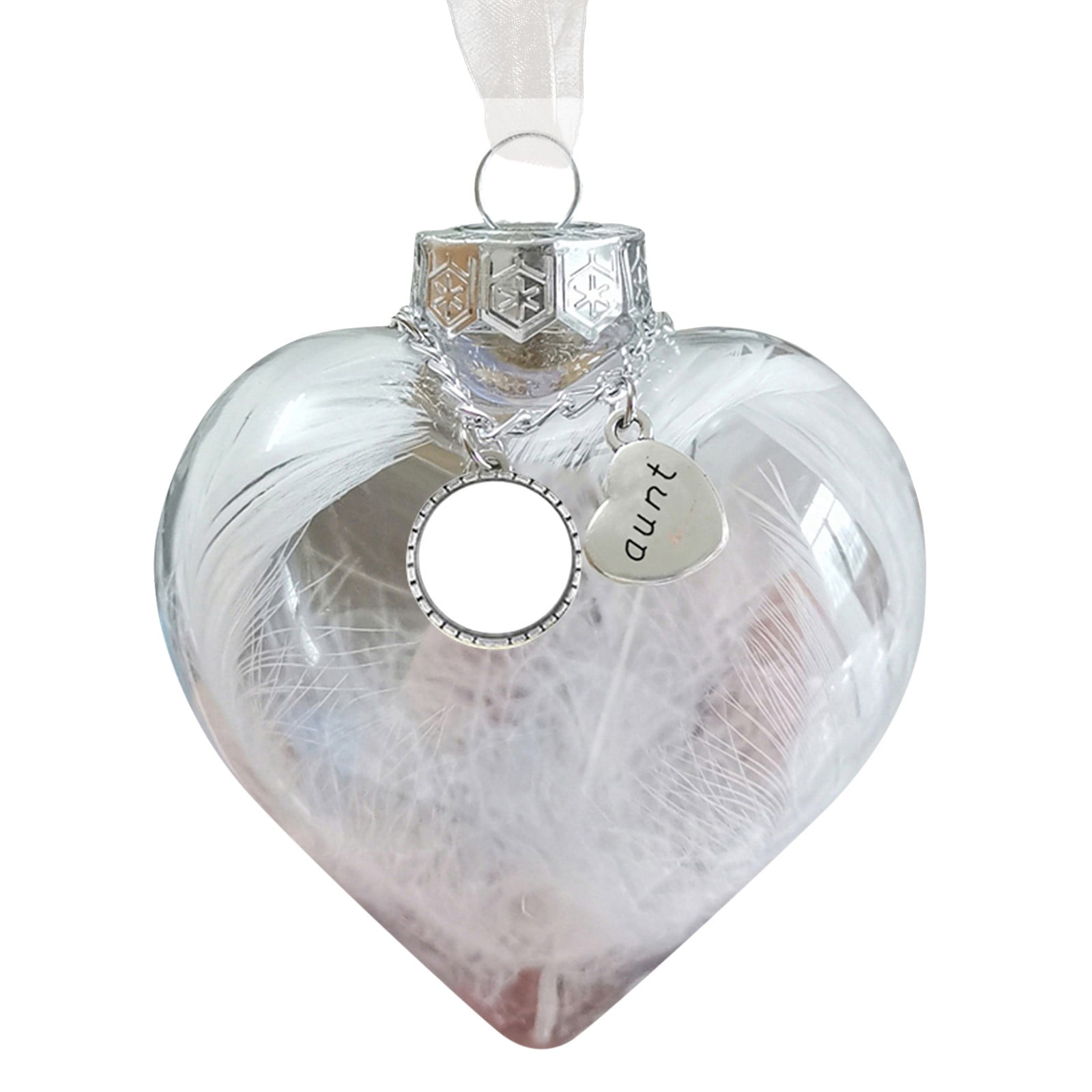 JINCHANG Clear Christmas Memorial Ball Ornaments Love Shaped Heat Tranfer  Printing Feather Ball Christmas Ball Ornaments For Christmas Tree  Decorations Hanging Pendants Memorial Gifts For Dad Mom 