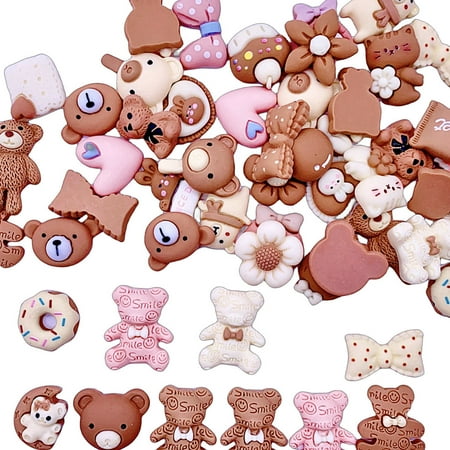 JINDUODUO 50 Pcs Resin Flat Back Slime Charms for DIY Scrapbooking Crafts, Charms for Jewelry Making