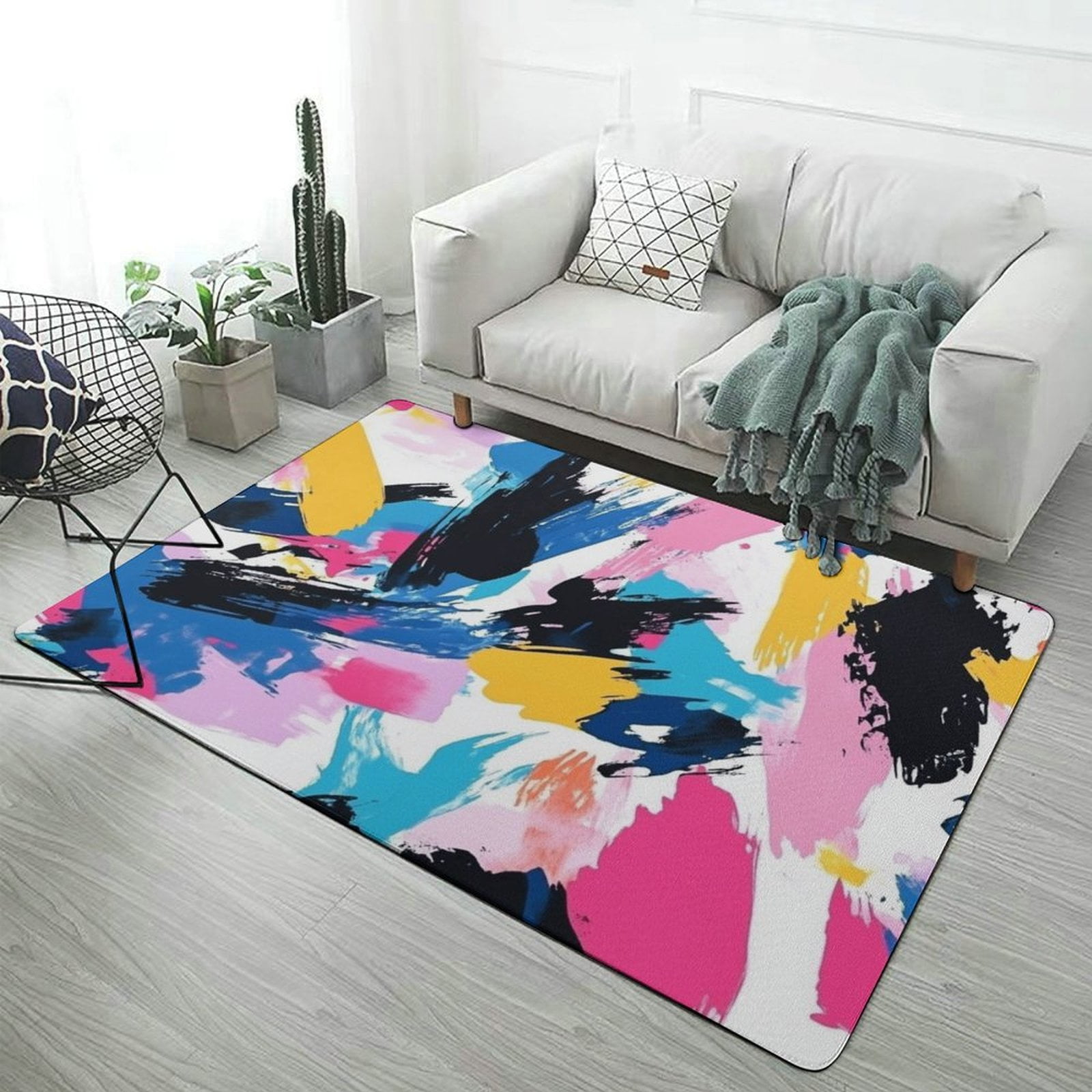 JINGDS Abstract Brushstroke Art 16 Area Rugs 3x5, Small Area Rugs