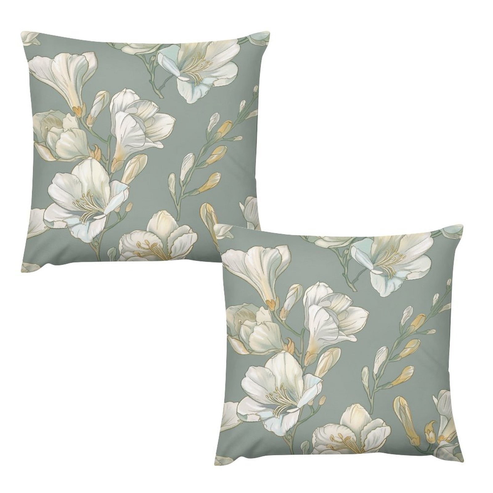 ZZMCR Charming White Freesia 403 2PCS Pillow Covers, Plush Pillow Case