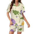 JINGDS Cheerful Pansy Ditsy 139 Women's Pajama Sets, Satin Button Up