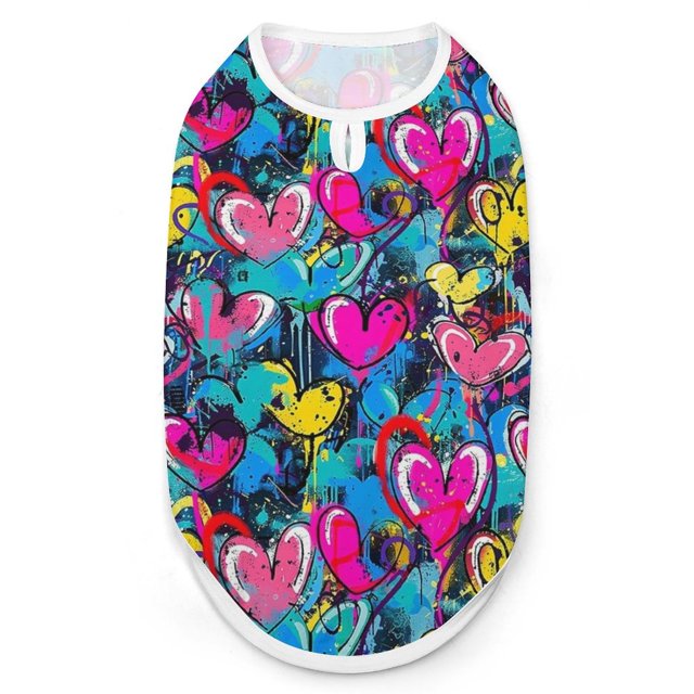 JINGDS Graffiti Hearts209 Dog Clothes, Small Dog Vest, Soft Dog