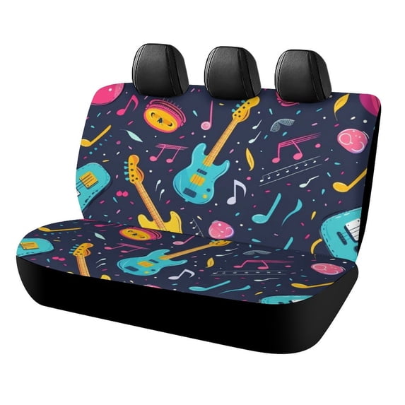 JINGDS Music Elements Design-483 Car Seat Cover, Rear Automotive Seat Cover, Car Bench Seat Protector, Automotive Back Seat Covers for Suv Trucks Jeep