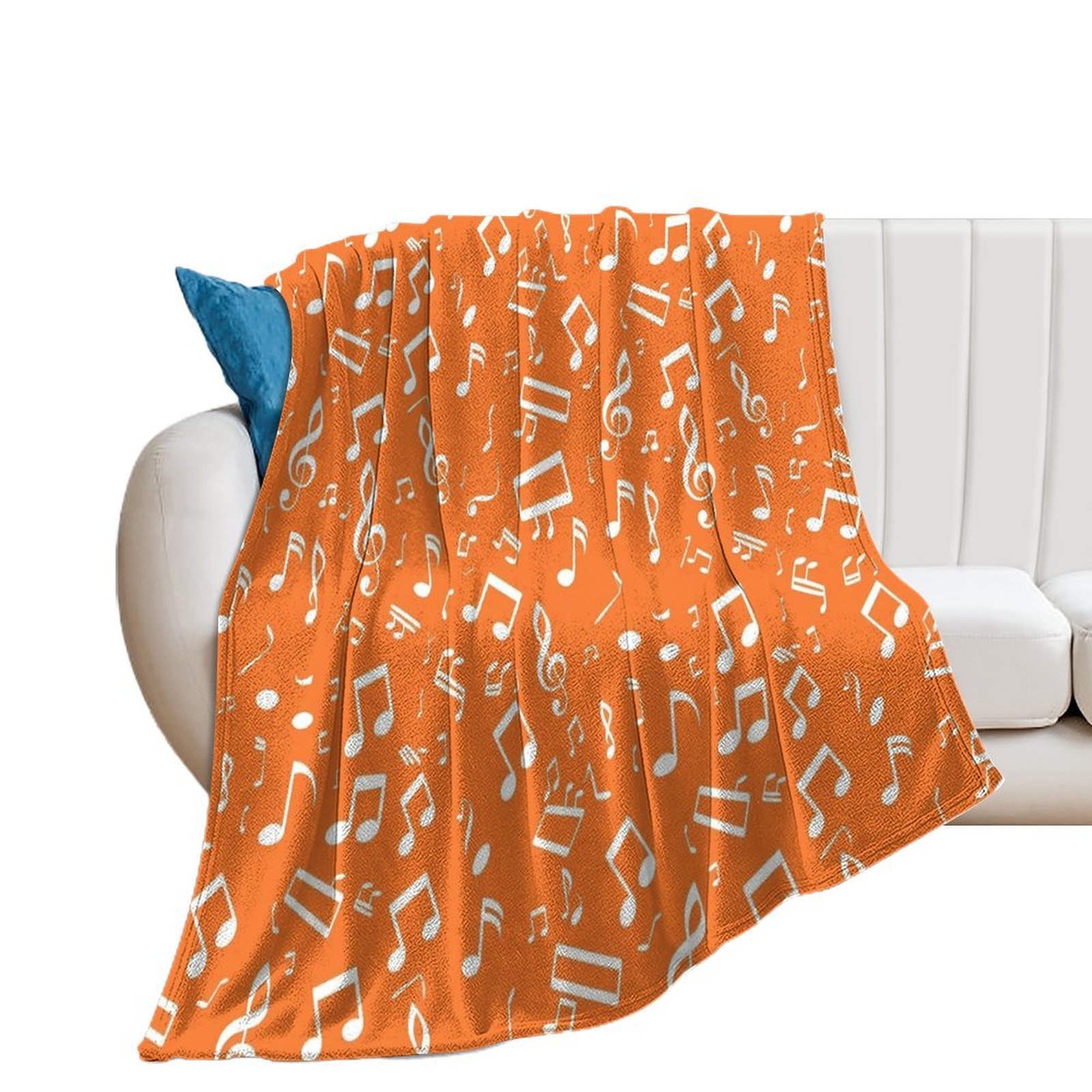 JINGDS Orange With Musical Notes302 Throw Blanket, Soft Throw Blanket
