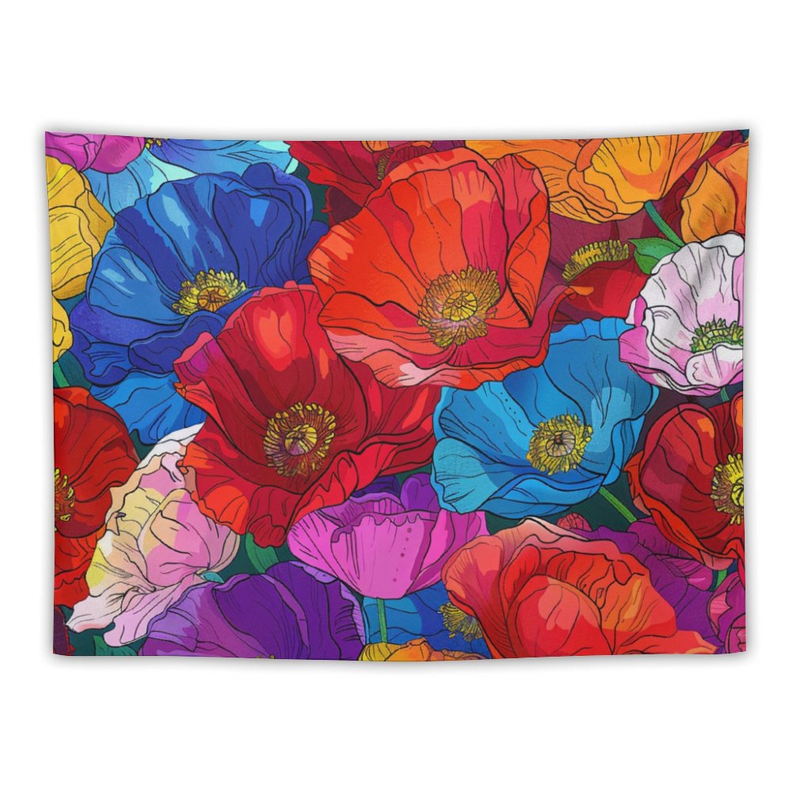 JINGDS Vibrant Poppies9322 Tapestry, Funny Tapestry Wall Hanging