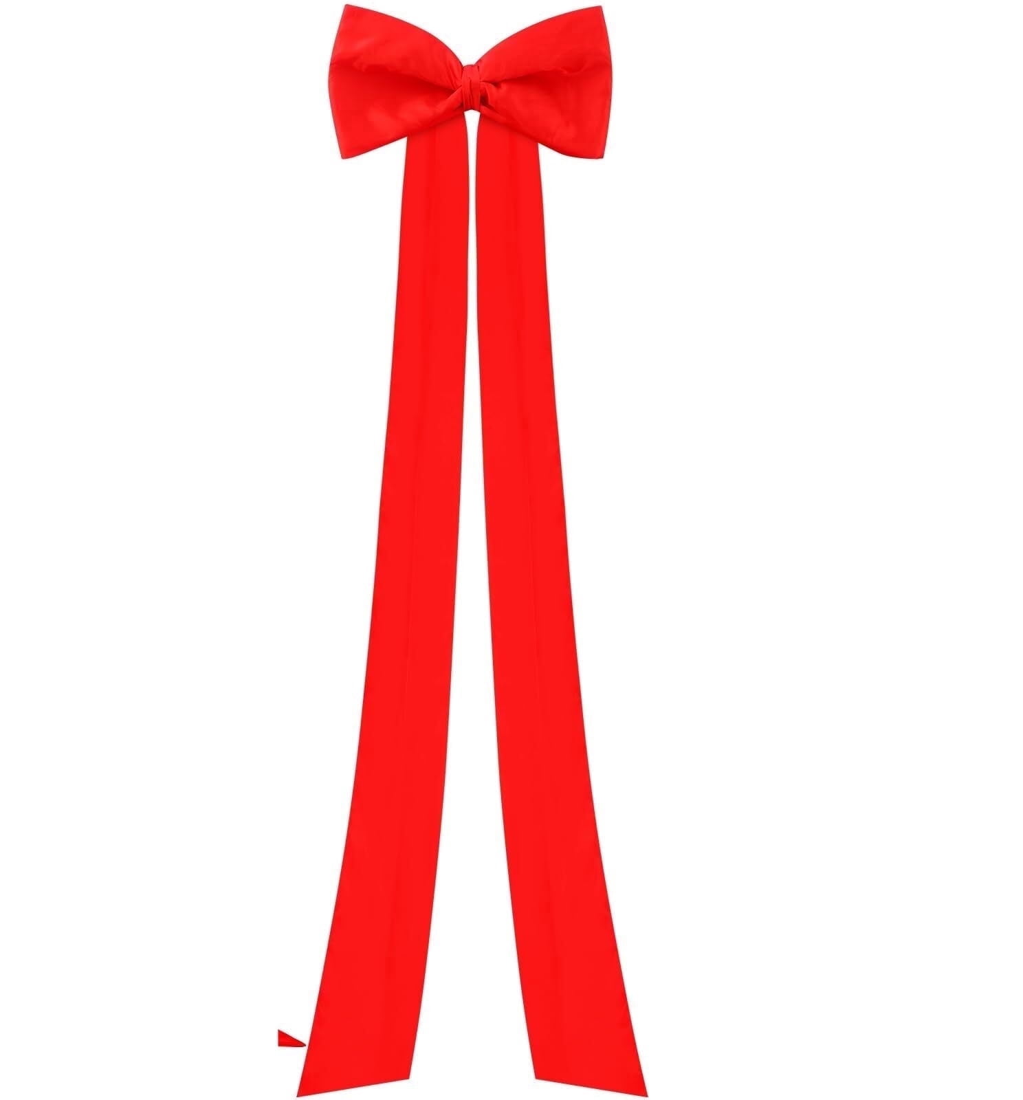 Meikd Extra-Large Decorative Bow: Giant Bow with Long Tassels—Perfect for Gift Decorations, Wedding Arches, Holiday Parties, and Christmas Trees (Red)