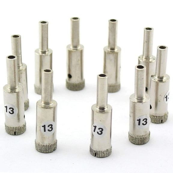 JINGLING 1/2" inch Diamond Drill Bits Coated Tip Hole Saw for Glass Stone 10Pcs