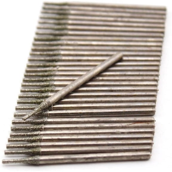 JINGLING 1.2mm Diamond Drill Bits Cylindrical Grinding Head Lapidary Tools for Stone Pack of 30Pcs