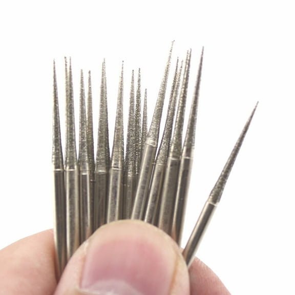 JINGLING 1.5mm Diamond Grinding Head Tapered Bits Carving Burrs Pack of 30Pcs