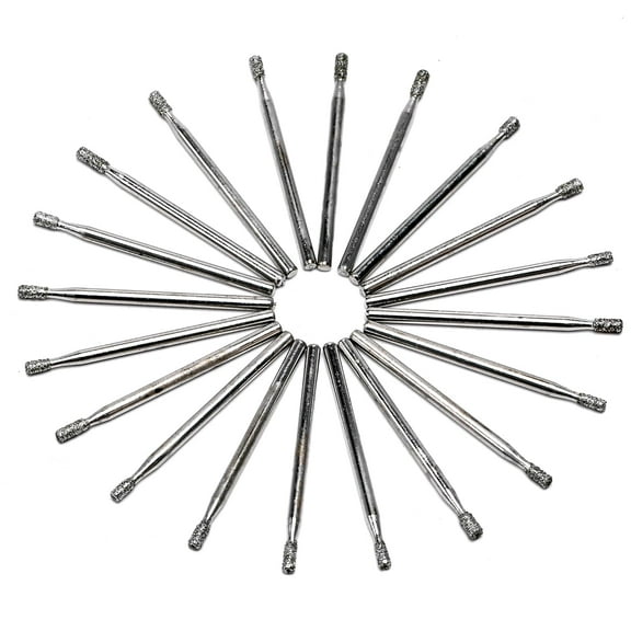 JINGLING 2mm Diamond Drill Bits 0.08" Small Tile Hole Saw Masonry Tools for Glass Stone Ceramic Porcelain Pack of 20Pcs