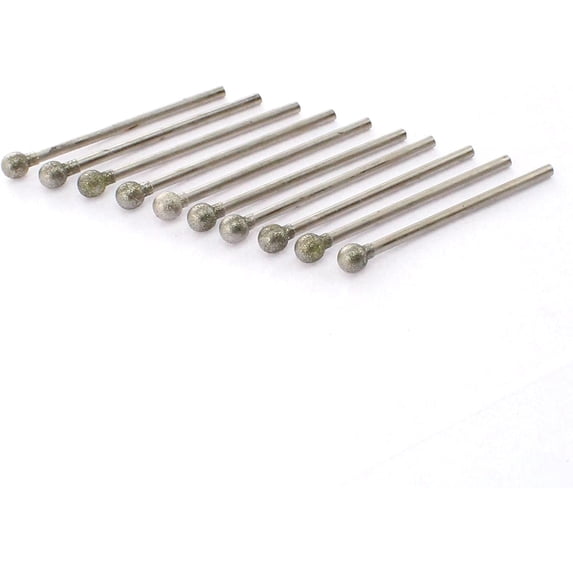 JINGLING 6mm 1/4" Spherical Head Diamond Grinding Bits Tools for Dremel Pack of 10Pcs