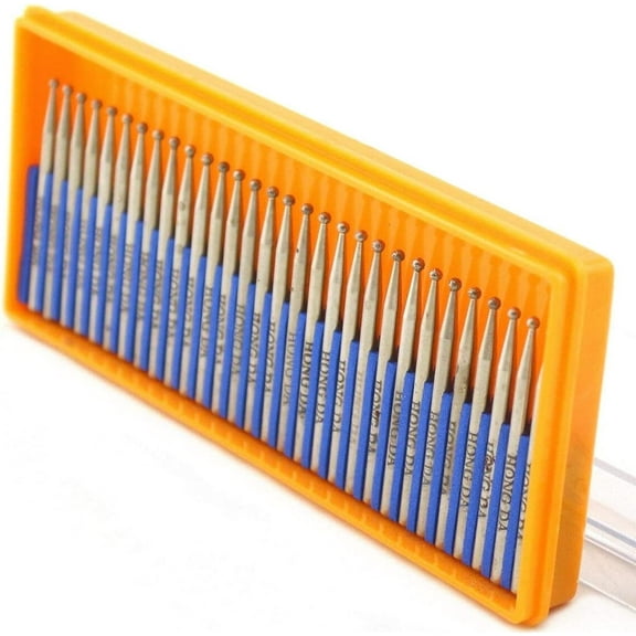 JINGLING Diamond Ball Burrs 2mm Round Grinding Bits Stone Shank 2.35 Pack of 30Pcs