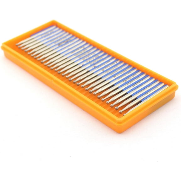 JINGLING Diamond Grinding Bits 2.5mm 3/32" Round Ball Tipped Burrs Pack of 30Pcs