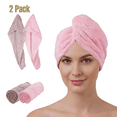 thumbnail image 1 of JINGO 2Packs Microfiber Hair Towel for Women, Hair Drying Towels for Long Curly Hair, Coffee Brown & Pink, 1 of 6