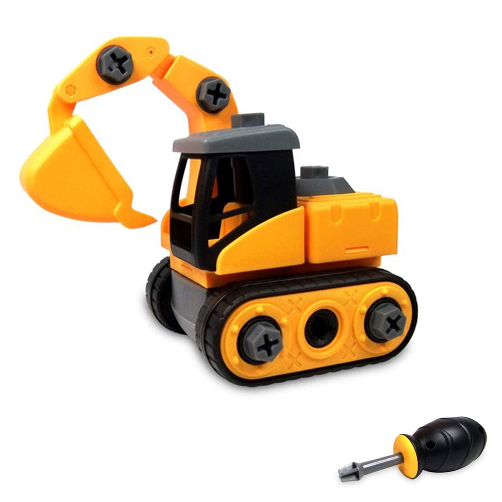 JINGPENG Construction Truck Toys, Kids Take Apart Vehicles Toy, Digger