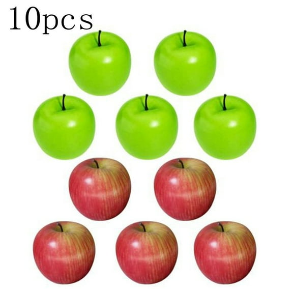 JINGT 10Pcs Large Artificial Fake Red Green Apples Fruits Kitchen Home Food Decor