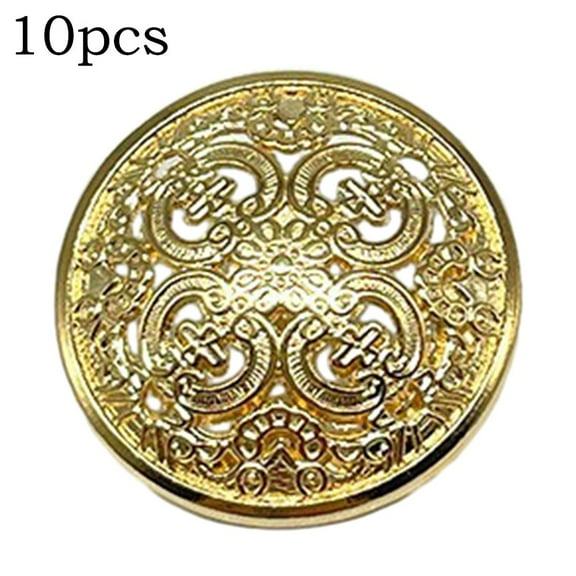 JINGT 10Pcs Round Metal Buttons Hollow Carved Sewing for Jacket Suits Sweaters Crafts Gold 20mm