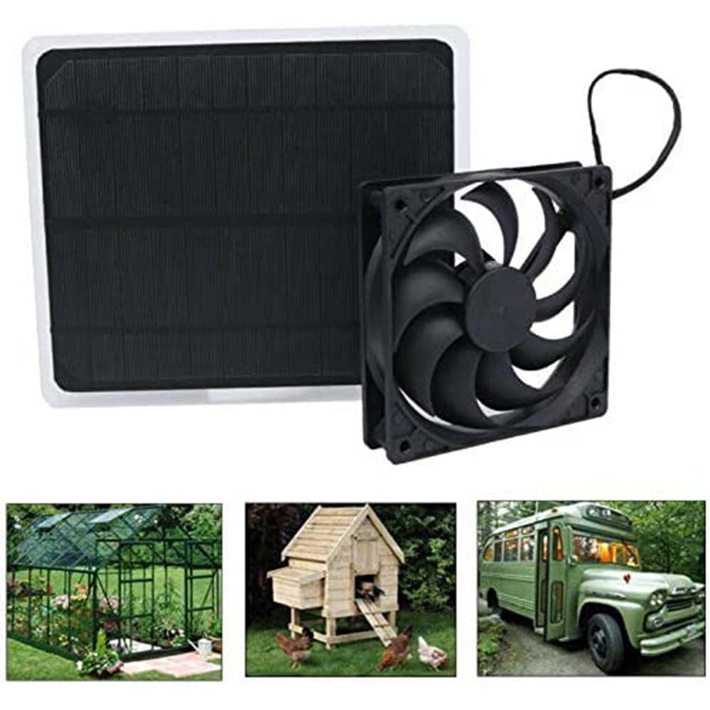 JINGT 10W Solar Powered USB Fan Mini Ventilator For Greenhouse Pet /Dog Chicken House 4
