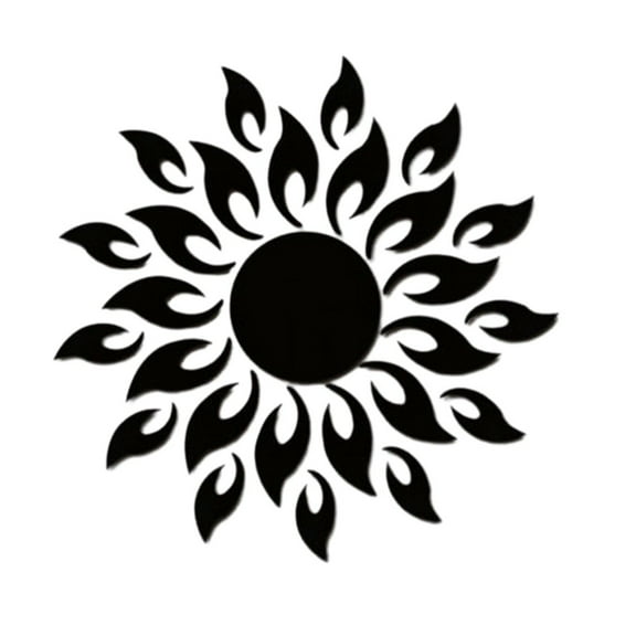 JINGT 1Pcs Mirror Sun Flower Art Removable Wall Sticker 15 Cm Sunflower Circle Diameter Acrylic Mural Decal Room Decoration Black