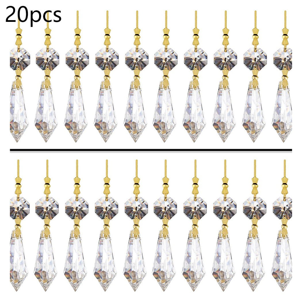20pcs Clear Chandelier Icicle Crystals Prisms Hanging Crystal Bead