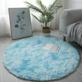 thumbnail image 1 of JINGT 40cm Circle Round Shaggy Rug Living Room Bedroom Carpet Floor Fluffy Mat Anti-Skid Blue, 1 of 4