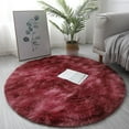thumbnail image 1 of JINGT 40cm Circle Round Shaggy Rug Living Room Bedroom Carpet Floor Fluffy Mat Anti-Skid Red, 1 of 6
