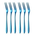 thumbnail image 1 of JINGT 6Pcs Stainless Steel Fruit forks Mini Food Pick Cake Desserts Sushi Snack Sticks Blue, 1 of 8