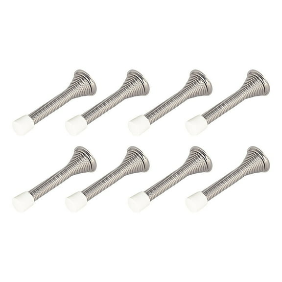 JINGT 8Pcs Spring Door Top Spring Door Stopper Spring Steel Rubber Head Rust Proof Children'S Anti-Pinch Safety Spring Door Stop Nickel plating 7.6CM