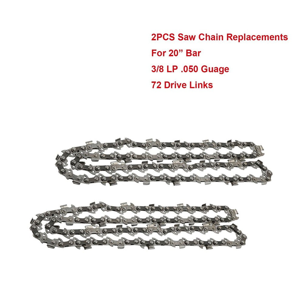 JINGT Chainsaw Chain for 20 Inch Bar .050 Gauge 3/8 Lp 72Dl 2 Pack