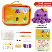 JINGT Crochet Kit for Beginners Knitting Kit With Animal DIY Craft Art Gifts Purple octopus