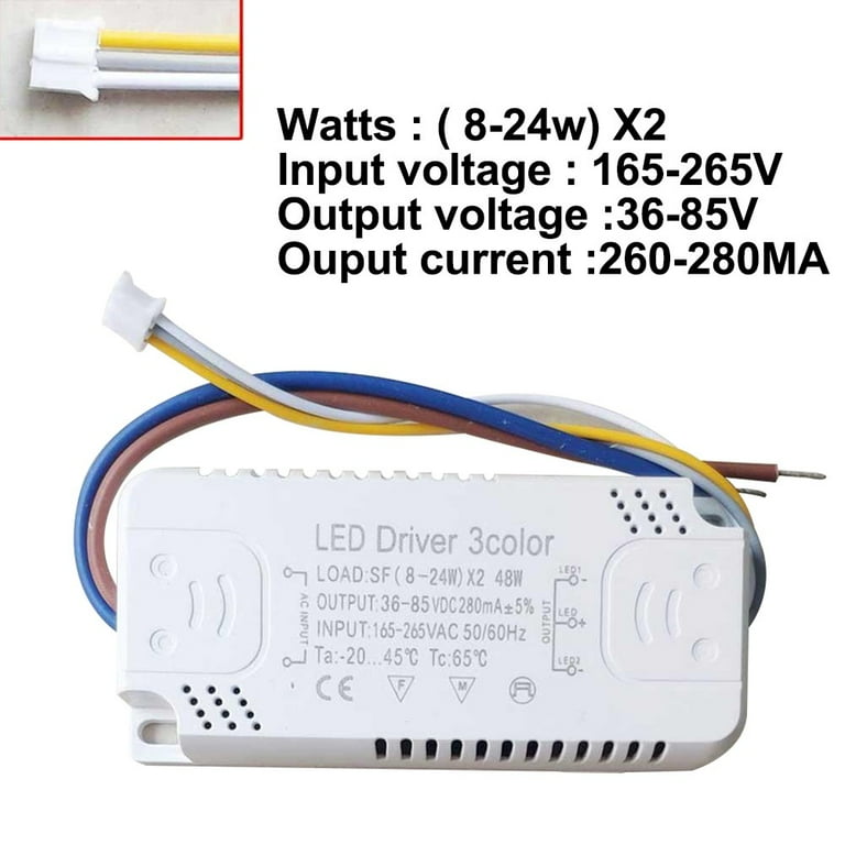 JINGT LED Driver 3color Adapter for LED Lighting Non-Isolating Transformer  ReplACement (8-24W)X2 
