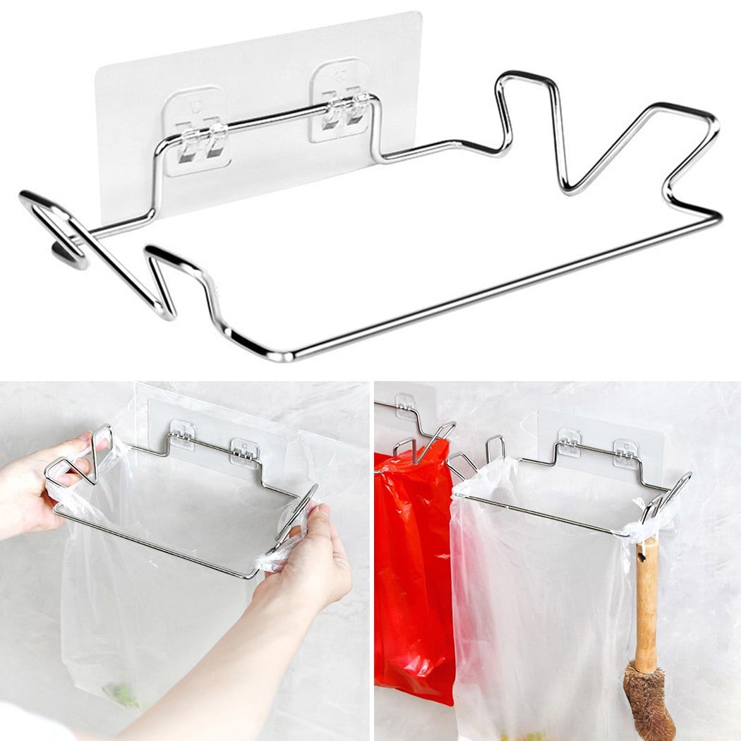 JINGT Over Door Plastic Bag Holder Cupboard Door Rubbish Bin Bag Holder
