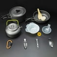 thumbnail image 1 of JINGT Portable Outdoor Camping Cookware Set for 2-3 People - Lightweight & For Durable Black, 1 of 9