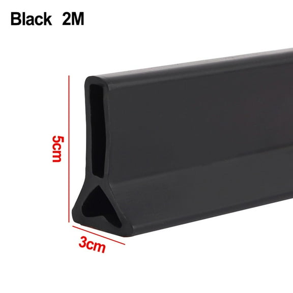 JINGT Silicone Bathroom Water Stopper Blocker Shower Dam Non-Slip Dry & Wet Separation Black 200cm