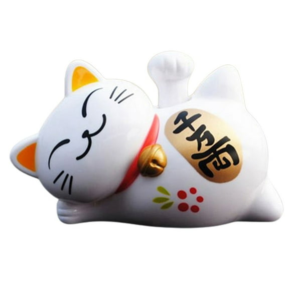 JINGT Solar Powered Chinese Lucky Waving Cat Beckoning Maneki Neko Fortune Feng Shui A
