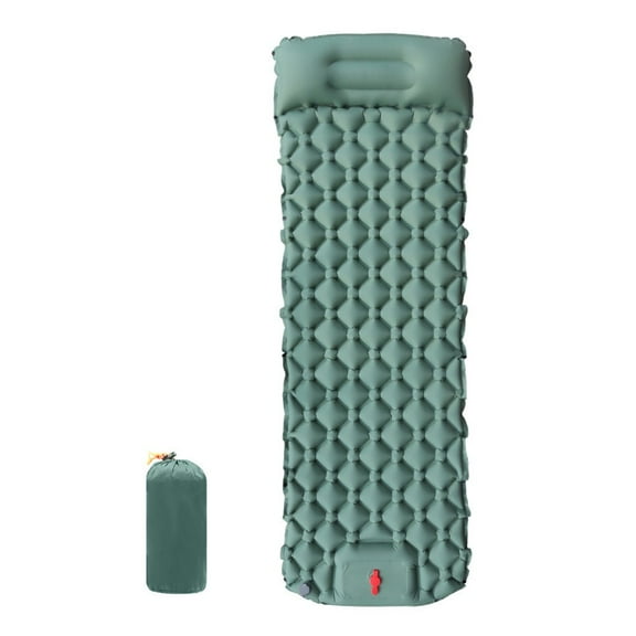 JINGT Ultra-Lightweight Inflatable Sleeping Pad with Built-in Pump & Pillow for Spring green