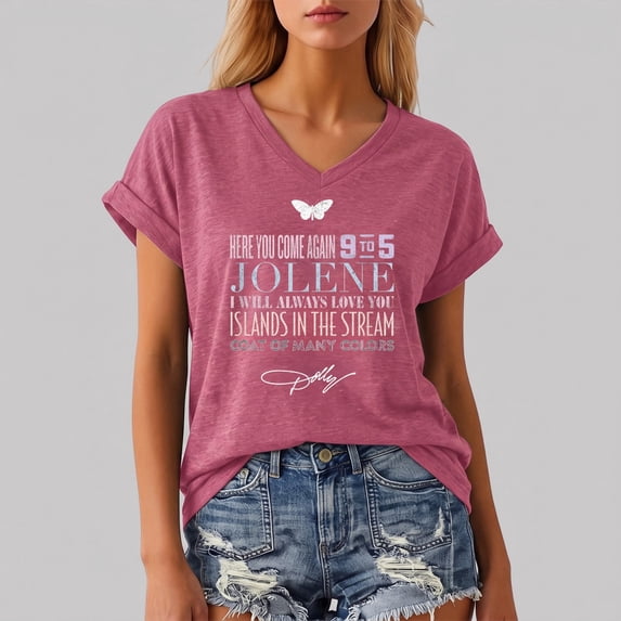 JINGTIAN Dolly Graphic Tee for Women Vintage Country Music T-Shirt Western Nashville Shirt Short Sleeve Crew Neck Concert Outfit Gift