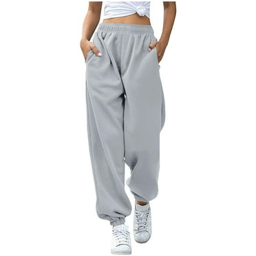 JINGWANGYHBD Women's Fleece Lined Sweatpants High Waisted Casual Sweat Pants with Pockets Comfy Lounge Pants Thermal Athletic Pants Soft Baggy Trousers